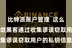 比特派账户管理  这么不错灵验收敛黑客通过收集谬误窃取用户的私钥信息